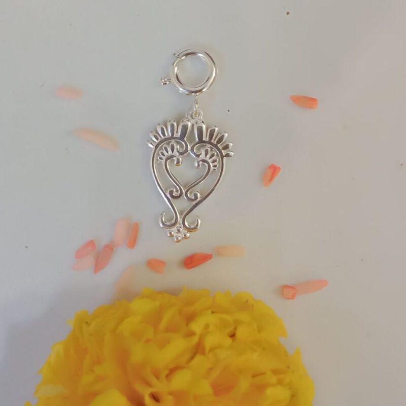 Goddess Laxmi Feet 92.5 Sterling Silver Charm