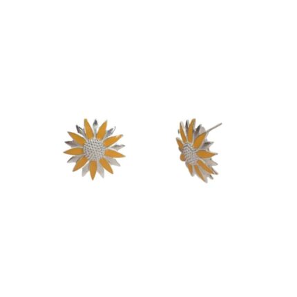 Sunflower sterling silver earrings with yellow enamel