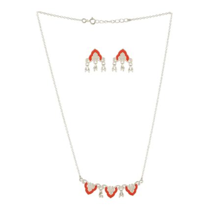 Enchanting Mughal 92.5 Sterling Silver Necklace Earrings Set