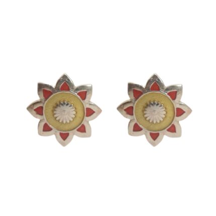 92.5 sterling silver flower earrings with enamel