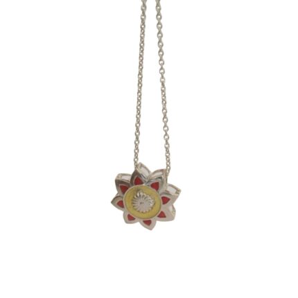 92.5 sterling silver flower pendant with enamel