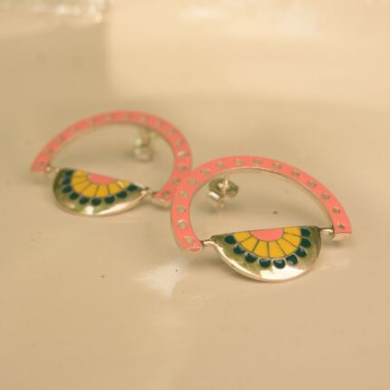 Semi-circular 92.5 sterling silver earrings inspired by Sunrise