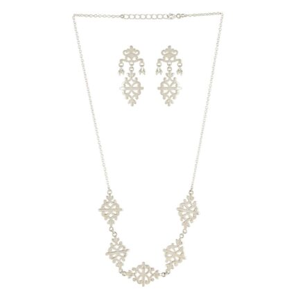 Filigree Floral 92.5 sterling silver necklace earrings set