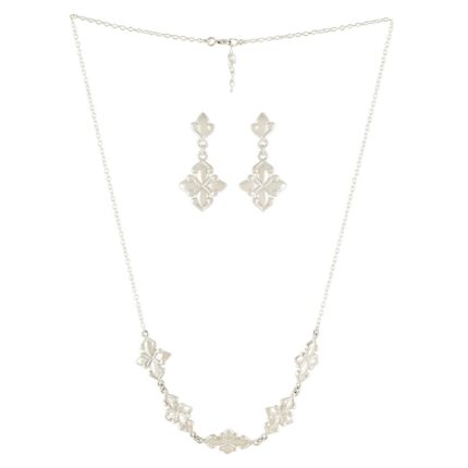 Floral Magic 92.5 Sterling Silver Necklace Earrings Set