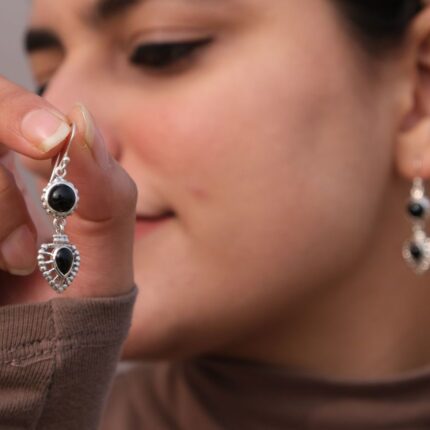 Black 92.5 sterling silver drop earrings