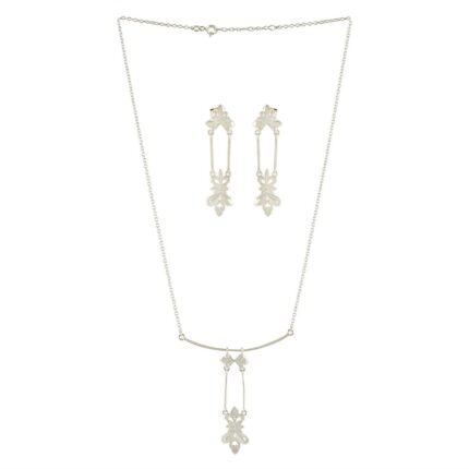 Floral Dream 925 Silver Necklace Earrings Set