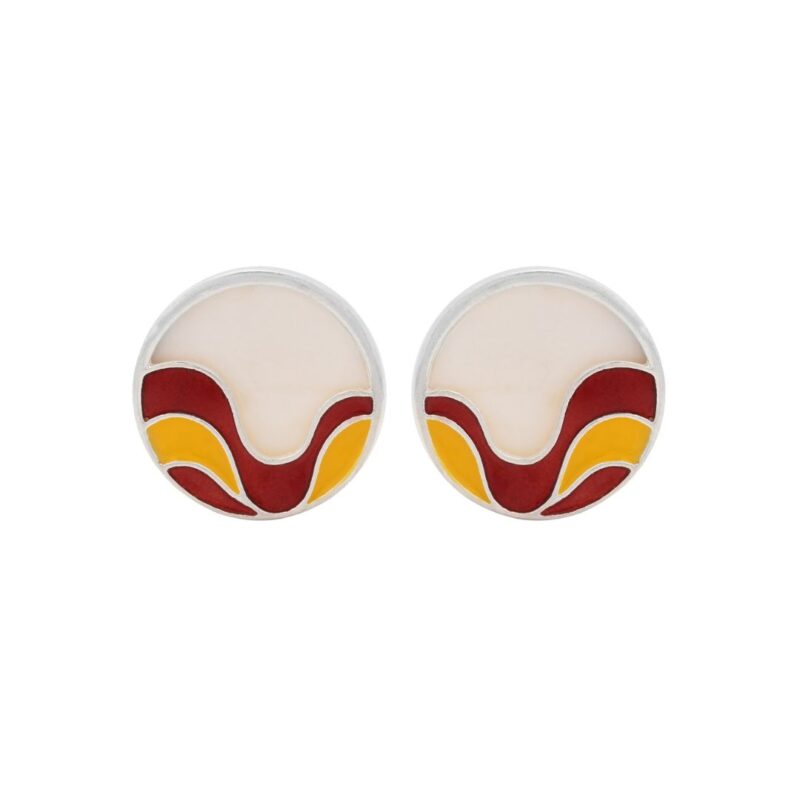 Ocean 92.5 sterling silver earrings with red and yellow enamel