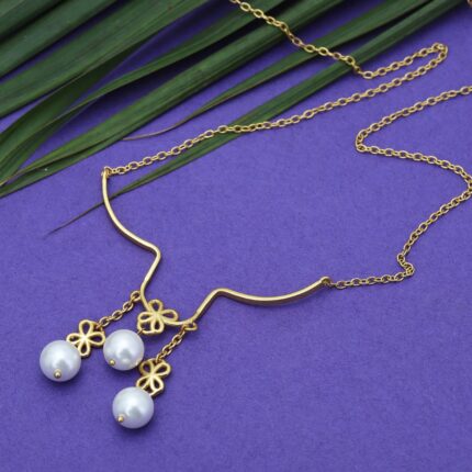 Gold plated delicate 92.5 sterling silver filigree pearl necklace