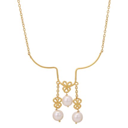 Gold plated delicate 92.5 sterling silver filigree pearl necklace