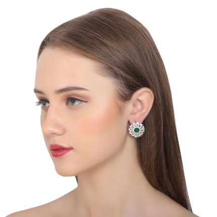 92.5 sterling silver green weaves earrings