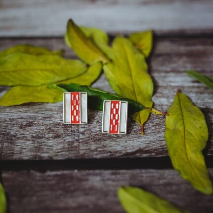 Rain 92.5 sterling silver earrings with orange enamel