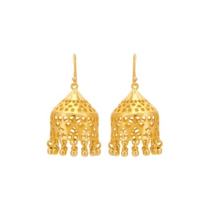 Goldplated 92.5 sterling silver petal cutwork jhumkis