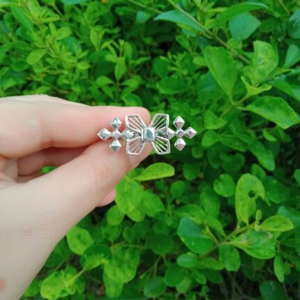 92.5 sterling silver Geometrical flower ring