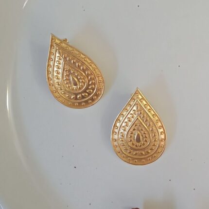 Gold plated floral embossed 92.5 sterling silver earrings