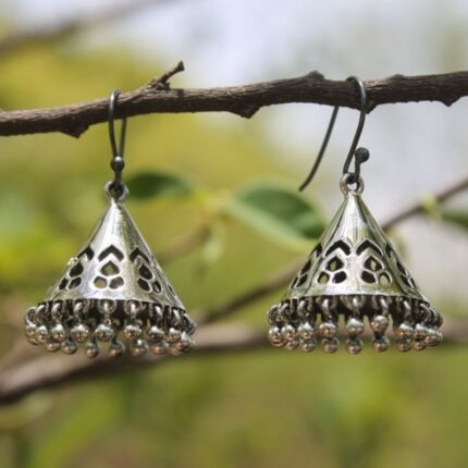 92.5 sterling conical cutwork jhumkis