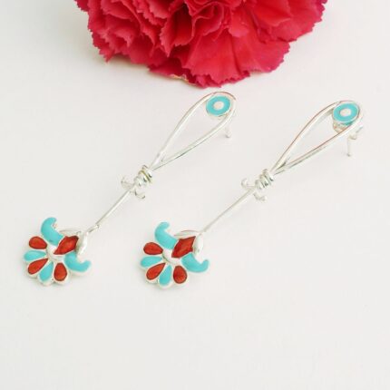 92.5 sterling silver linear egyptian flower earrings