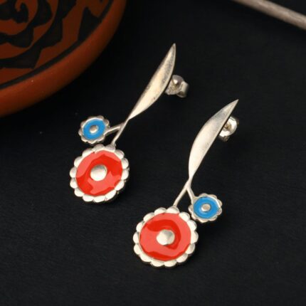 Double flower 92.5 sterling silver earrings