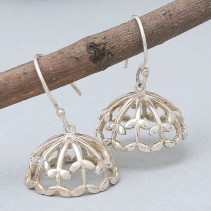 Leafy Floral 92.5 Sterling Silver Jhumkis