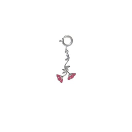 Flower 92.5 sterling silver charm with pink enamel