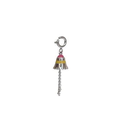 Bell 92.5 sterling silver charm with pink and yellow enamel