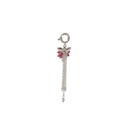 Lotus 92.5 sterling silver charm with pink enamel and tassels