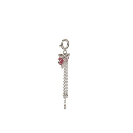 Lotus 92.5 sterling silver charm with pink enamel and tassels