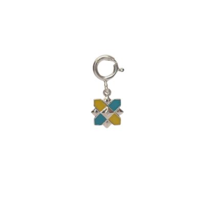 Rangoli 92.5 sterling silver charm with turquoise blue and yellow enamel