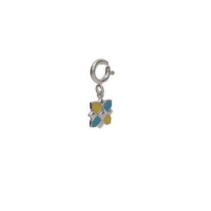 Rangoli 92.5 sterling silver charm with turquoise blue and yellow enamel