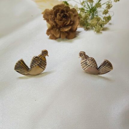 Bird 92.5 sterling silver ear studs with oxidized finish