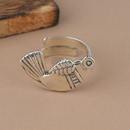 Bird 92.5 sterling silver ring with oxidized finish