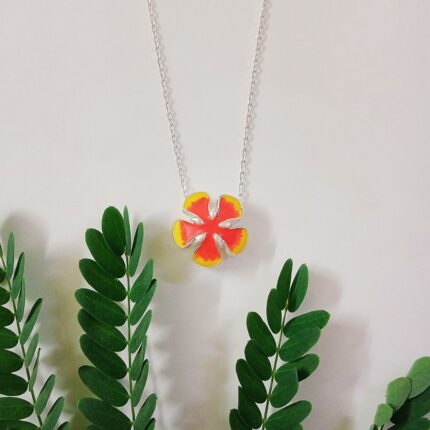 Gulmohar flower 925 silver pendant