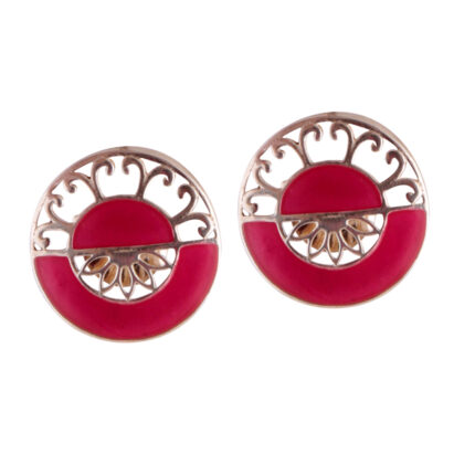 92.5 sterling silver filigree earrings with pink enamel