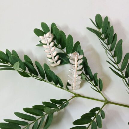 Delicate Gulmohar Leaf 92.5 Sterling Silver Ear studs