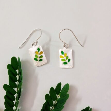 Gulmohar Leaf 92.5 Sterling Silver Earrings with hook