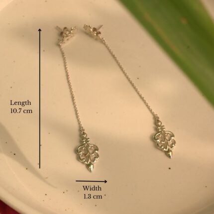 Dimensions of Radiant Filigree 92.5 Sterling Silver Shoulder Grazer Earrings