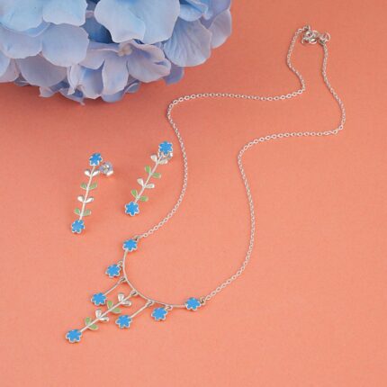 Turquoise Bloom 92.5 sterling silver necklace earrings set