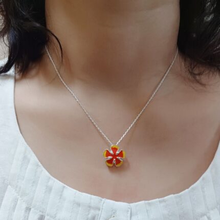 Gulmohar Flower 925 Silver Pendant