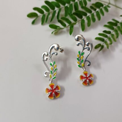 Gulmohar Flower 925 Silver Danglers