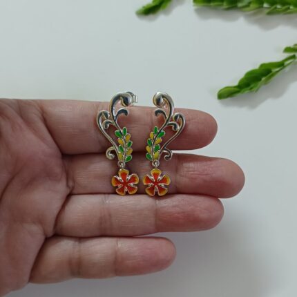 Gulmohar Flower 925 Silver Danglers