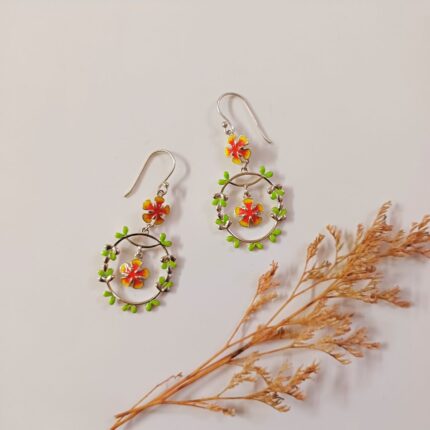 Gulmohar Flower 92.5 Sterling Silver Dangler Earrings