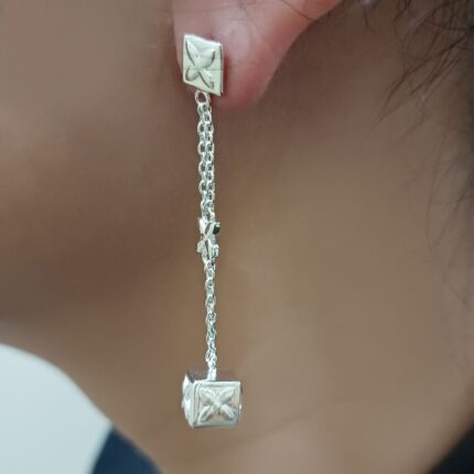 Blossom Cube Charm 92.5 sterling silver earrings