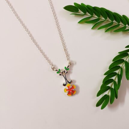 Dianty Gulmohar Flower 92.5 sterling silver pendant