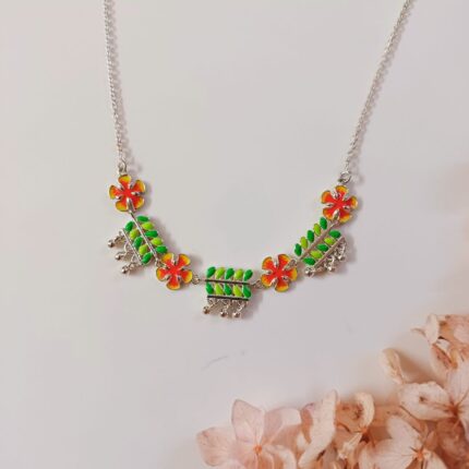 Gulmohar Flower 925 Silver Choker