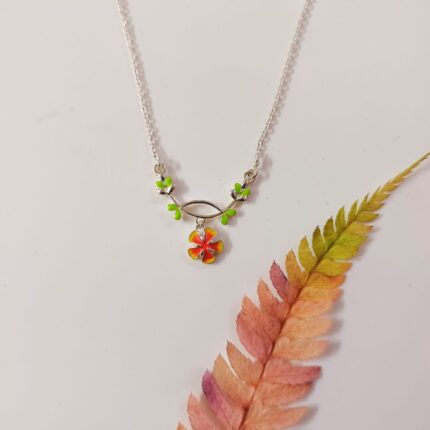 Gulmohar Flower Leaf 92.5 Sterling Silver Pendant