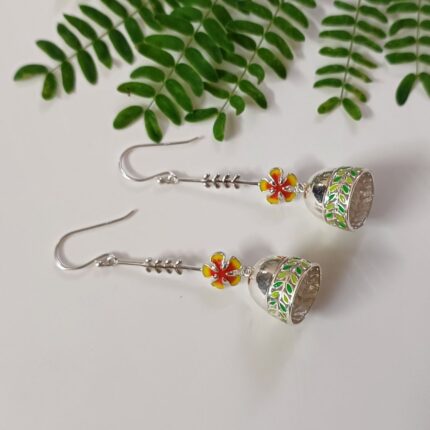 Gulmohar Flower 92.5 sterling silver jhumkis